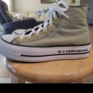 Women's Personalized High top Platform Converse sz 8